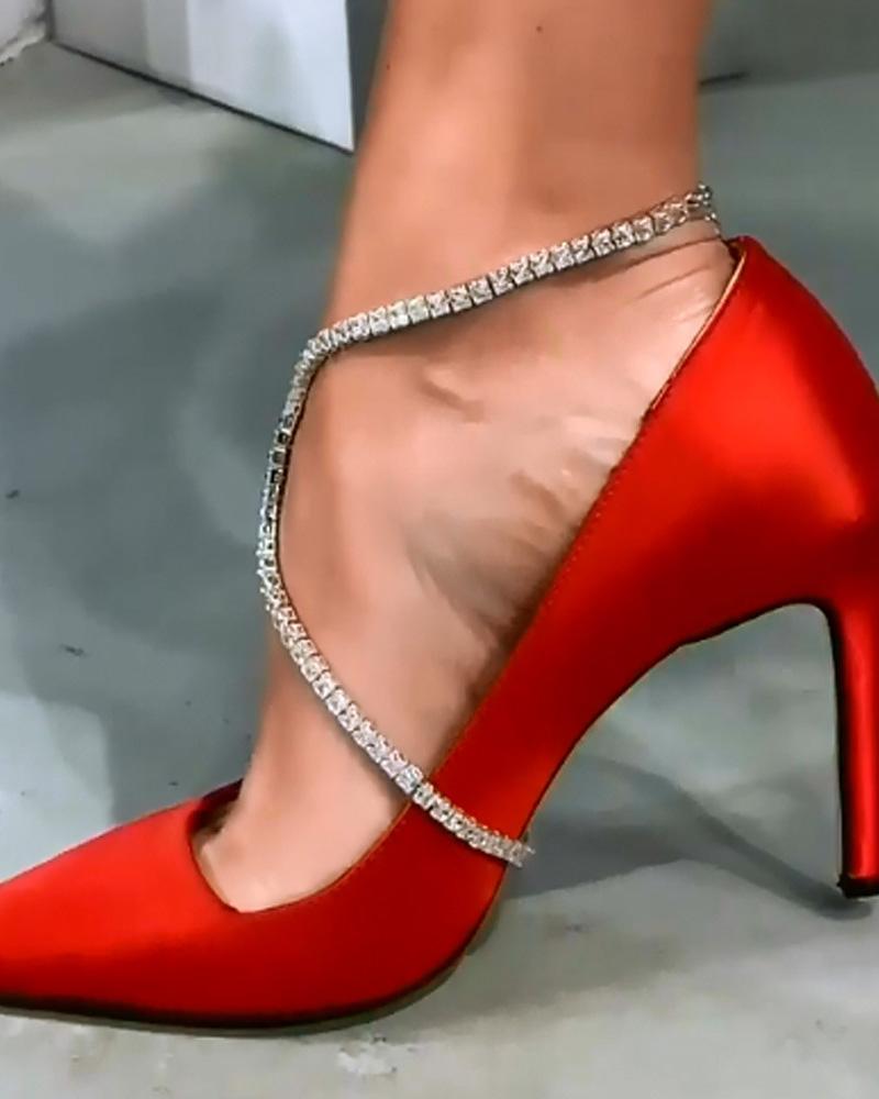 

1pcs Sparkling Crisscross Rhinestone Anklet, Gold