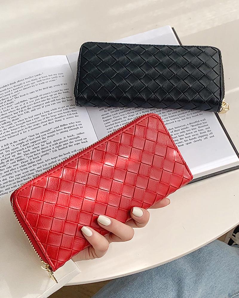 

Braided Zipper Design Coin Purse, Red