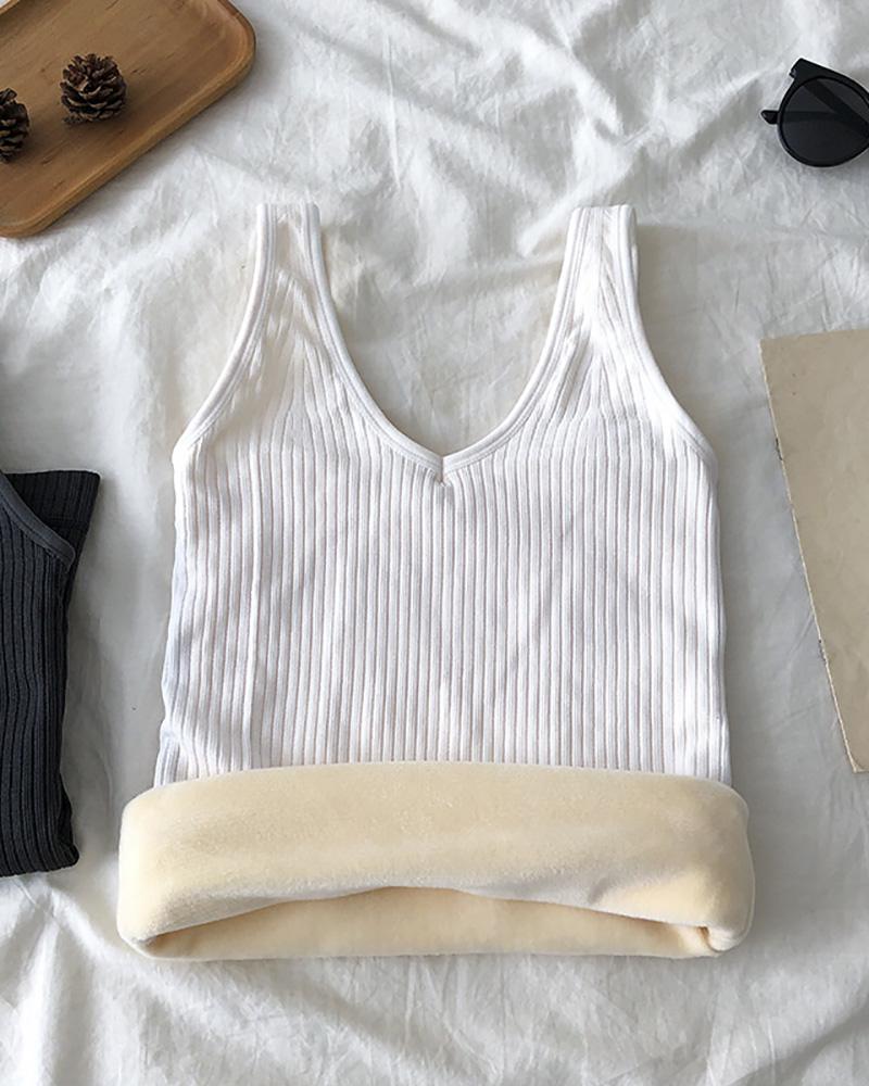 

Lined Thermal Underwear Vest Top, White