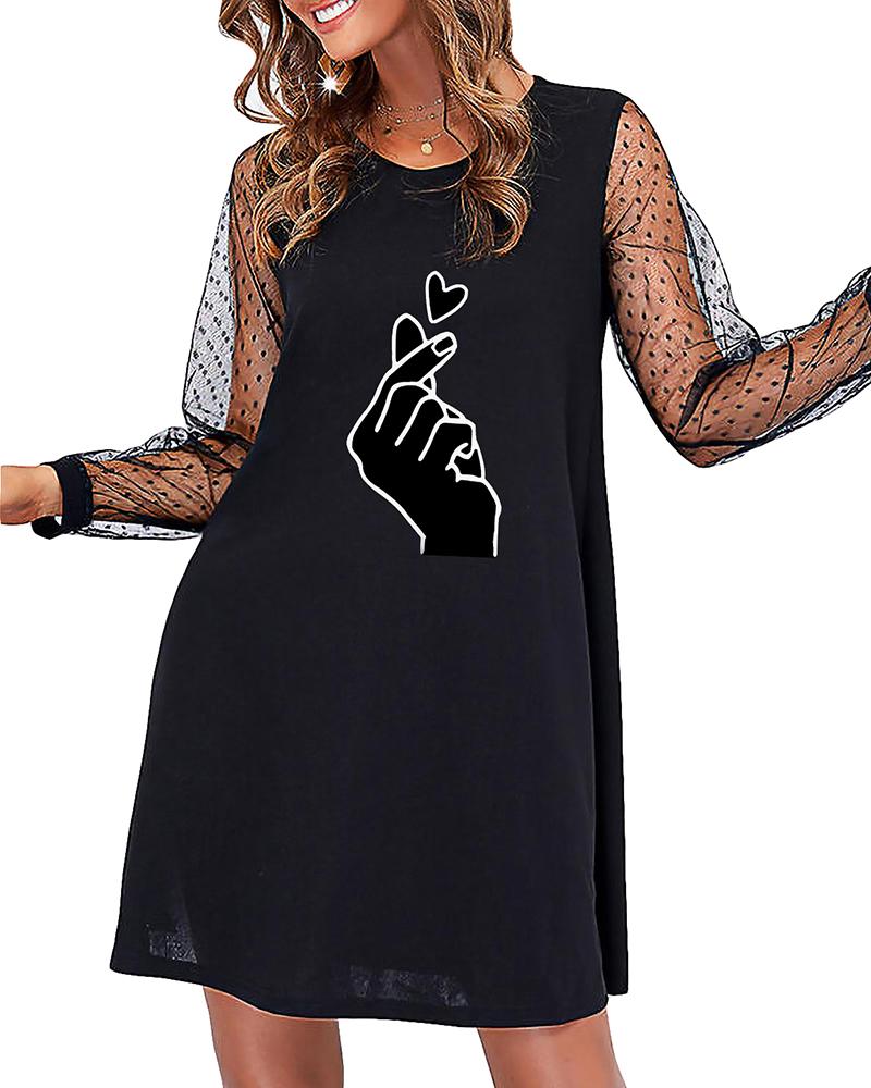

Valentine' Day Dot Mesh Long Sleeve Casual Dress, Style1