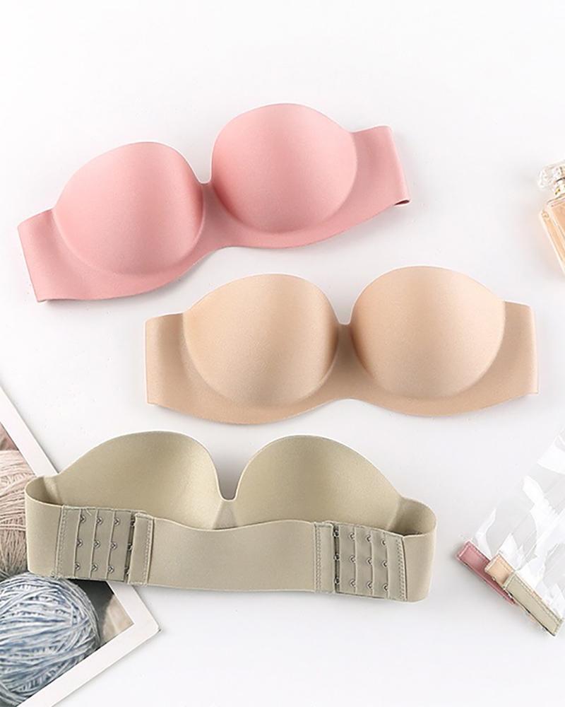 

Push Up Strapless Seamless Bralette, Pink