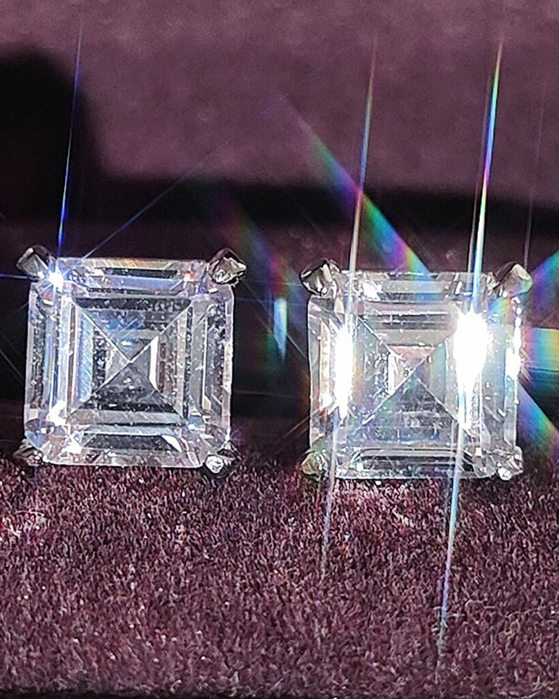 

1Pair Square Shaped Crystal Stone Stud Earrings, White