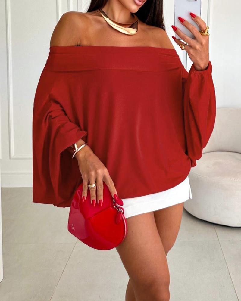 

Off Shoulder Batwing Sleeve Top, Red