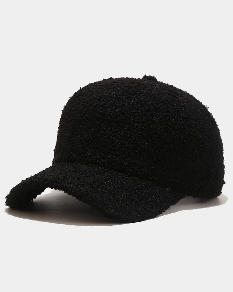 

Fuzzy Trendy Winter Baseball Cap, Black