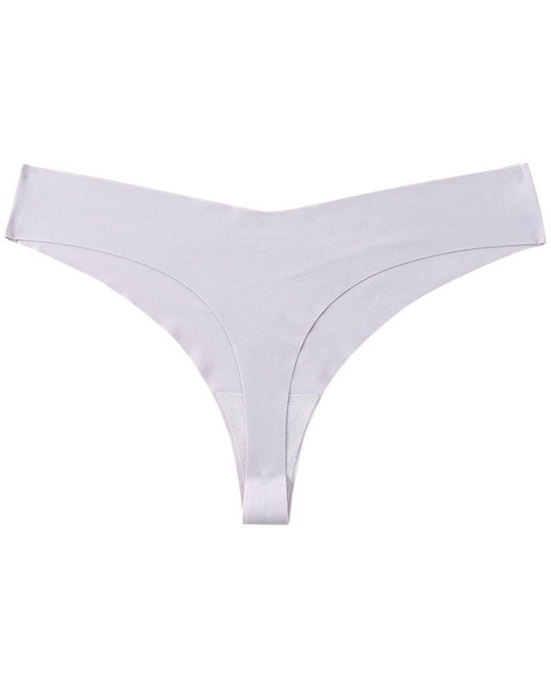 

Low Waist Skinny Solid Color Seamless Panties, Purple
