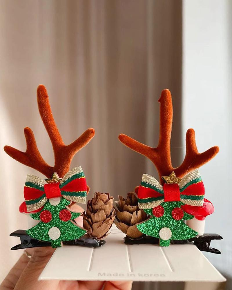 

2pcs Christmas Antler Decor Hair Clip, Style3