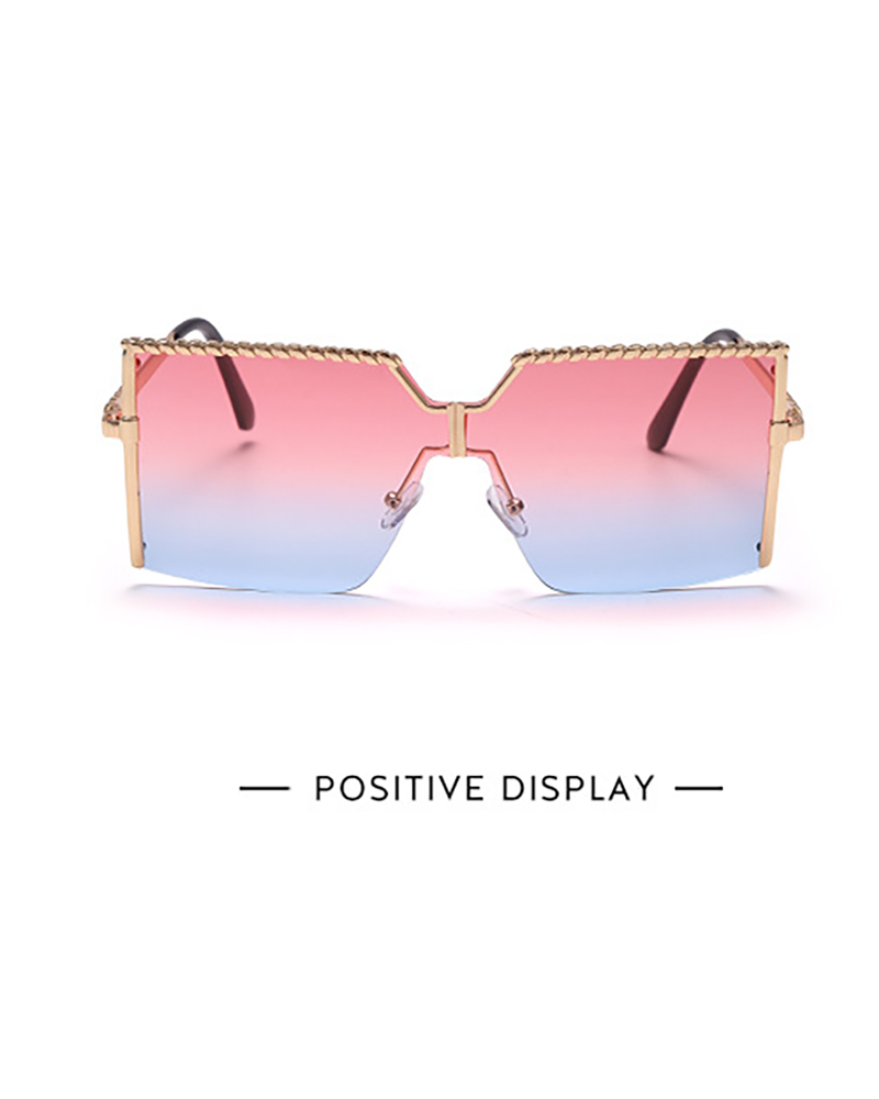 

1Pair Big Square Metal Frame Tinted Lens Sunglasses, Style5