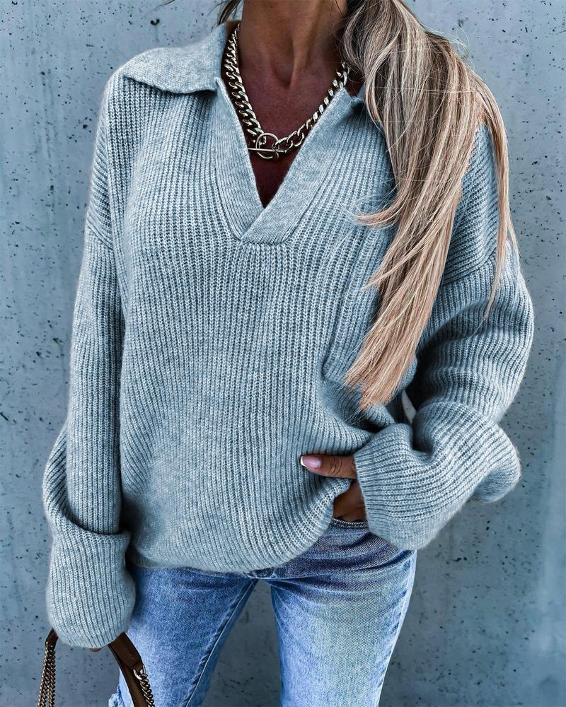 

Drop Shoulder Pocket Detail Chunky Knit Sweater, Gray