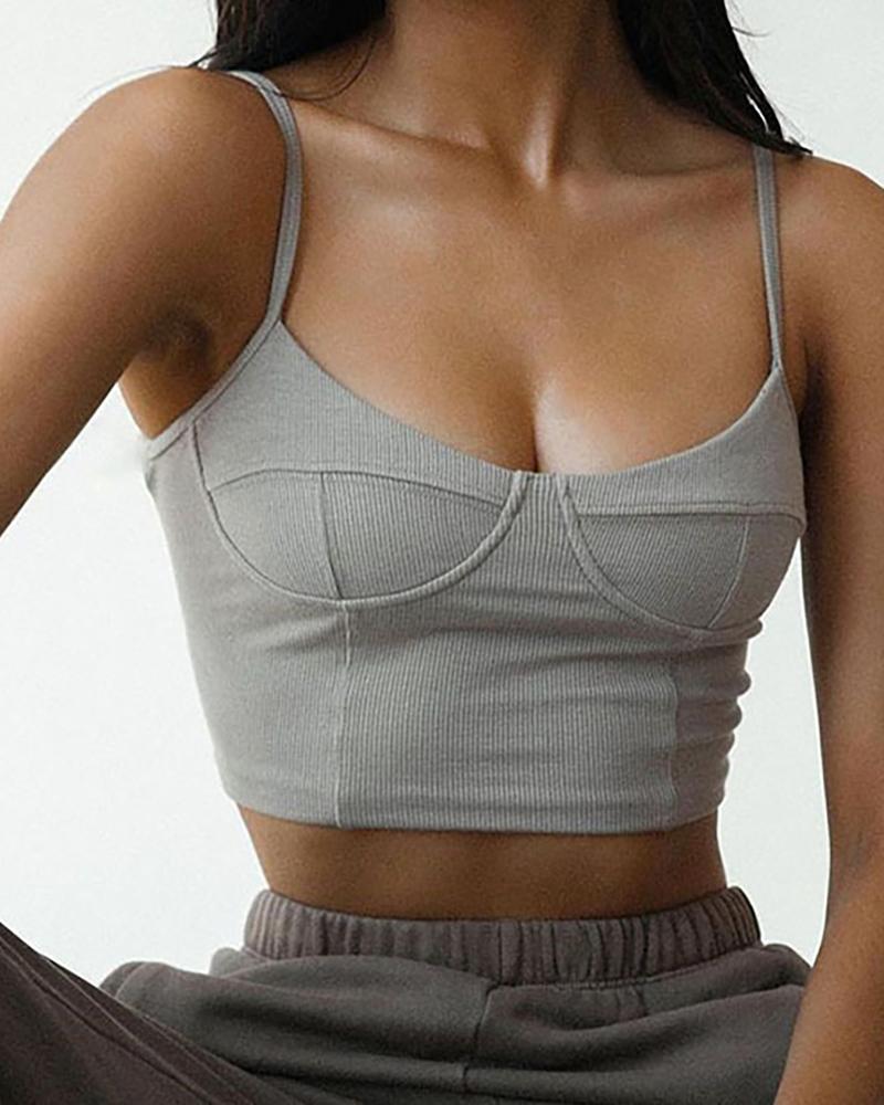 

Plain Spaghetti Strap Corset Top, Gray
