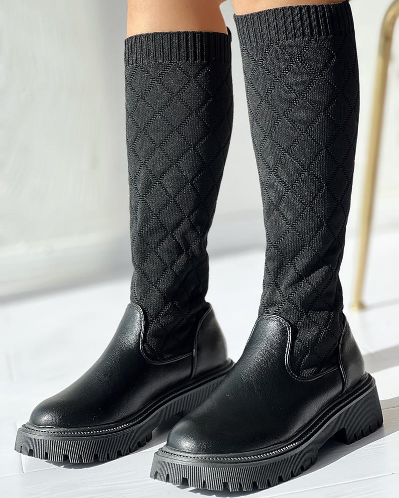 

Hollow Out Breathable Calf Boots, Black