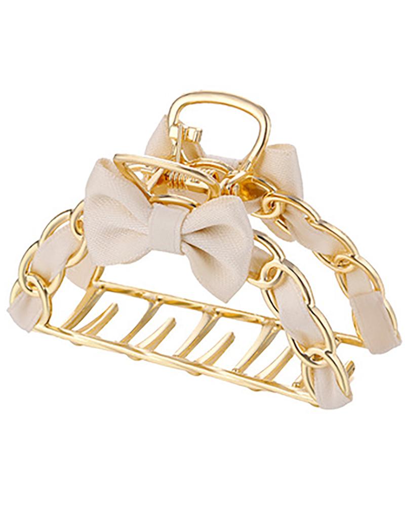 

Bowknot Decor Chain Metal Hair Claw, Style1