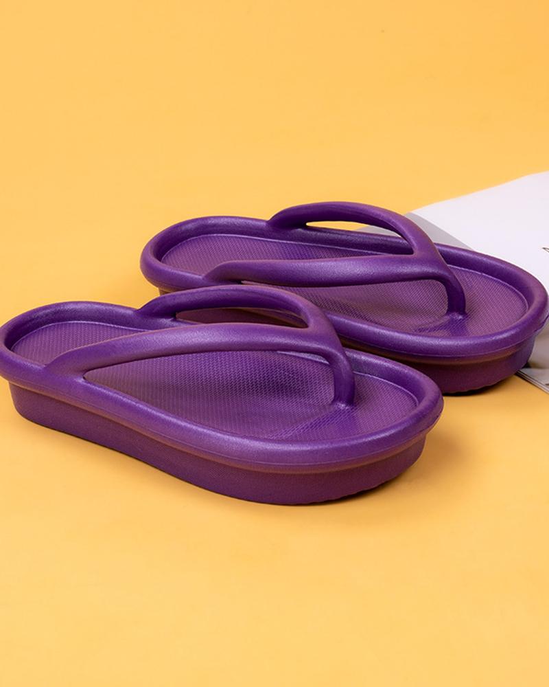 

Chic Womens Round Toe Home Flip Flops Platform Shoes, Purple