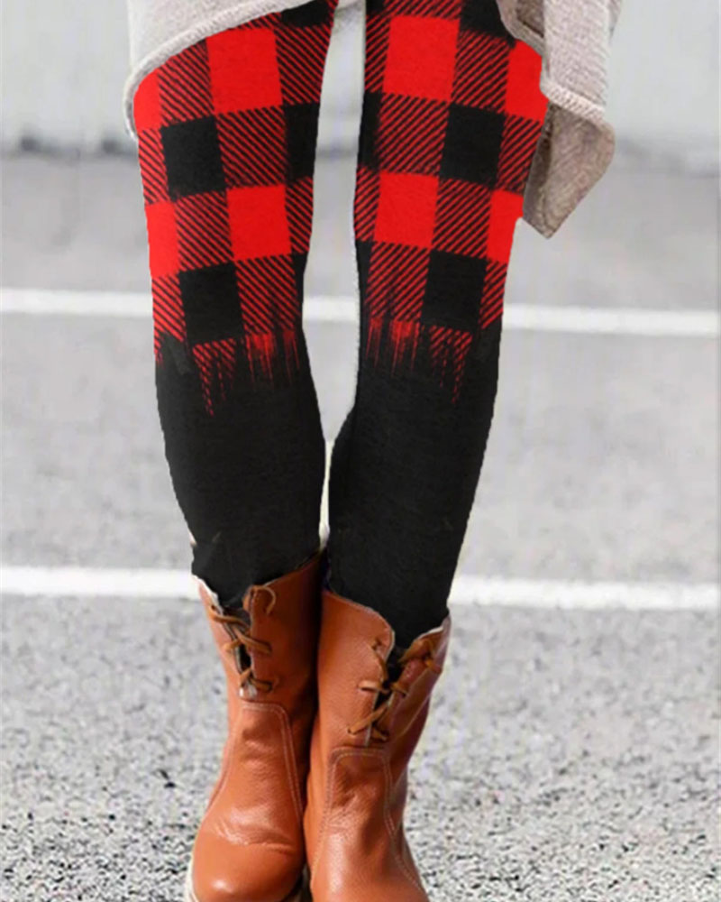

Christmas Print Elastic Waist Leggings, Style1