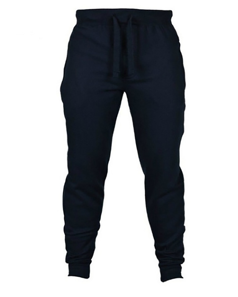 

Men Drawstring Plain Sweatpants, Dark blue