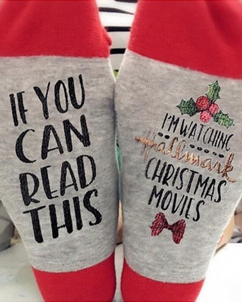 

1Pair Christmas Letter Print Socks, Style2