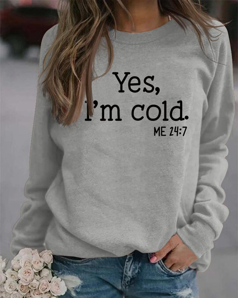 

Letter Print Round Neck Sweatshirt, Gray