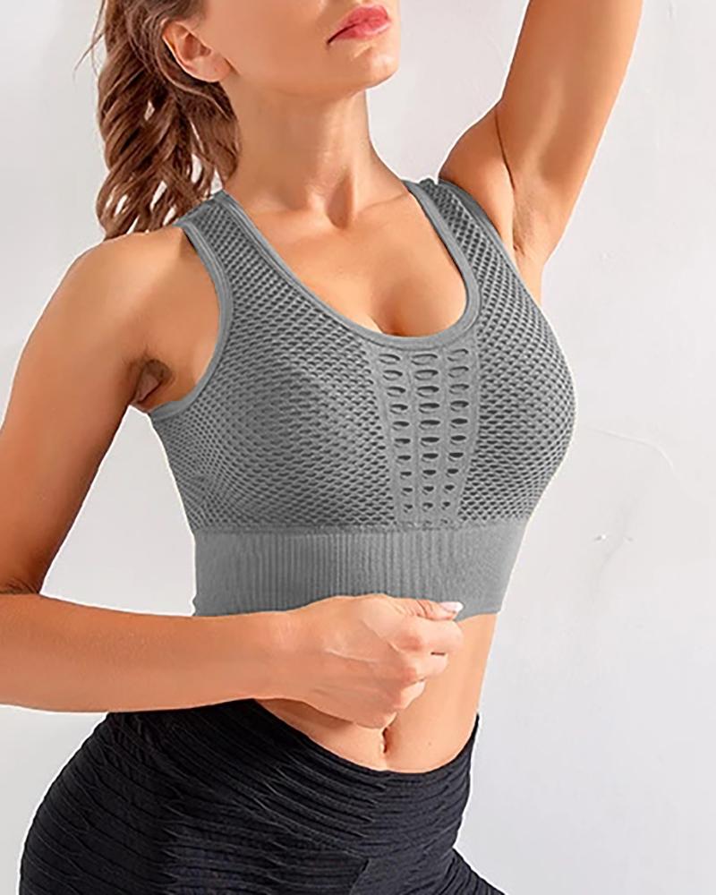 

Women' High Impact Beautiful Back Bra Seamless Breathable Sports Yoga Running Fitness Underwear Female Sport Bras, Gray