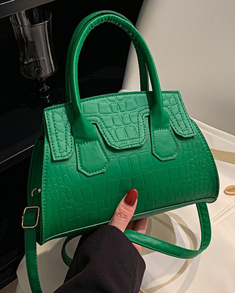 

Crocodile Top Handle Crossbody Bag, Green