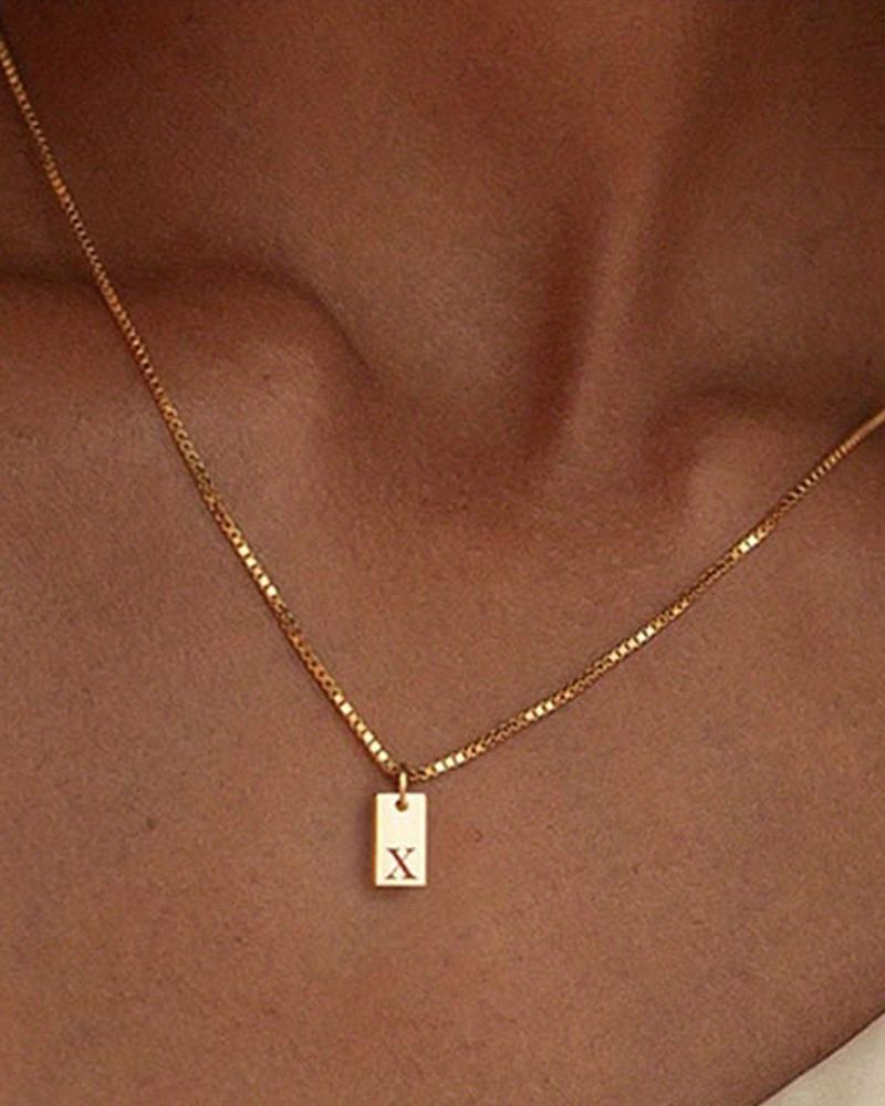 

1pc Alphabet Letter Engraved Pendent Necklace, Style24