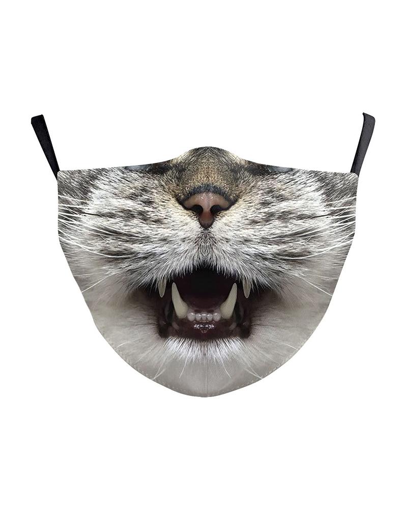 

Animal Mouth Print Breathable Face Mask, Gray