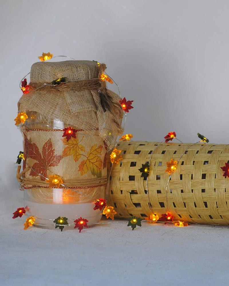 

Christmas Decor String Lights  30LED Maple Leaf Fairy Light for Thanksgiving Harvest Festival, Seasonal Porch Bedroom Garlands Centerpiece, Multicolor