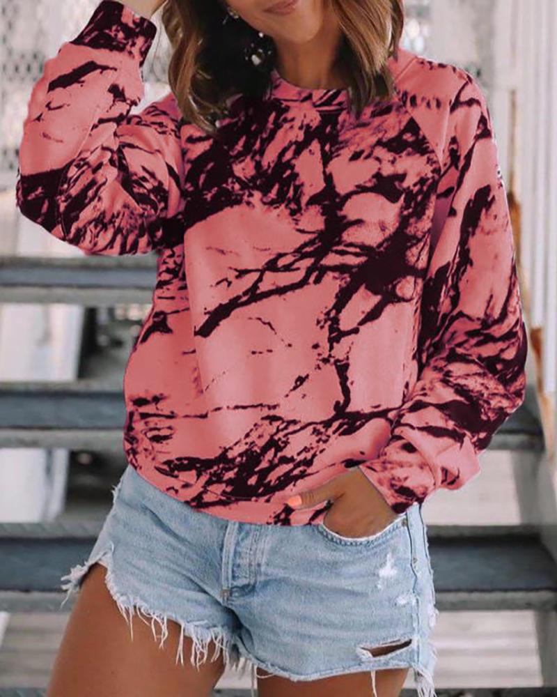 

Tie Dye Print Casual Sweatshirt, Pink