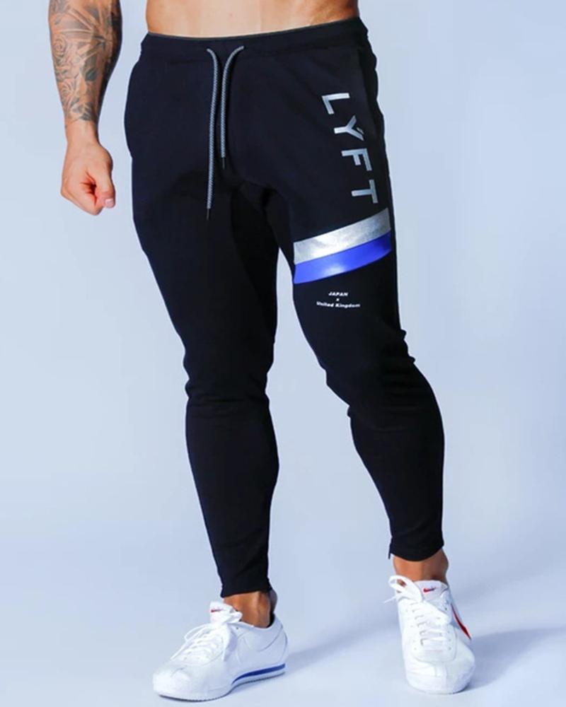 

Color Bandage Printing Skinny Pencil Pants, Black
