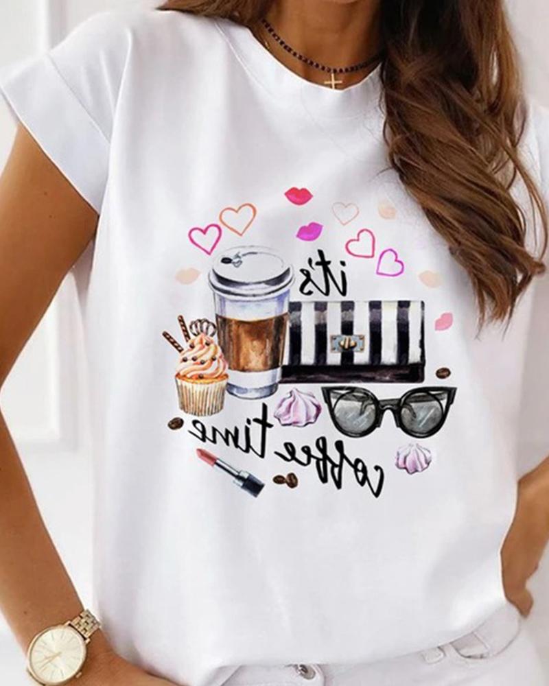 

Creative Print Short Sleeve T-shirt, Style1