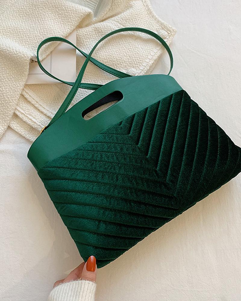 

Velvet Tote Bag With Shoulder, Green