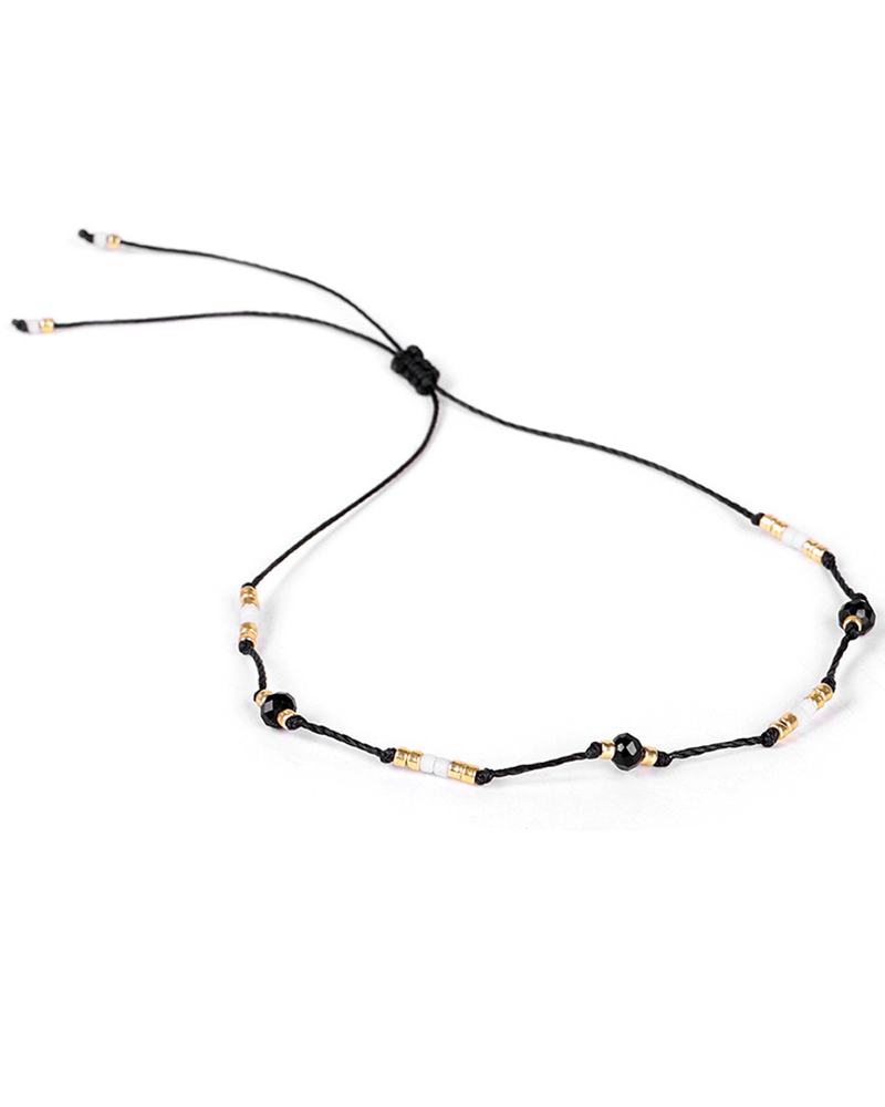 

Bohemian Colorful Clan Beaded Anklet, Black