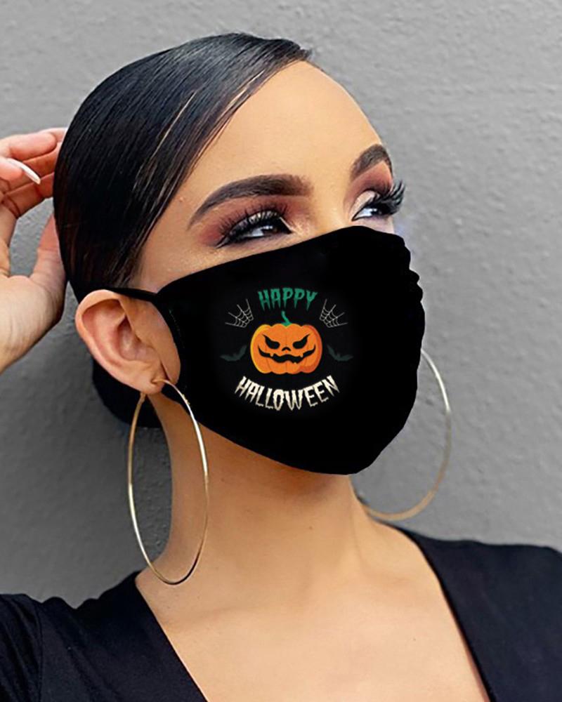 

Halloween Skull / Letter / Pumpkin Print Breathable Mouth Mask, Style6