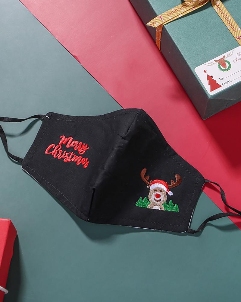 

Christmas Pattern Embroidery Face Mask With Filter For Kids, Style2