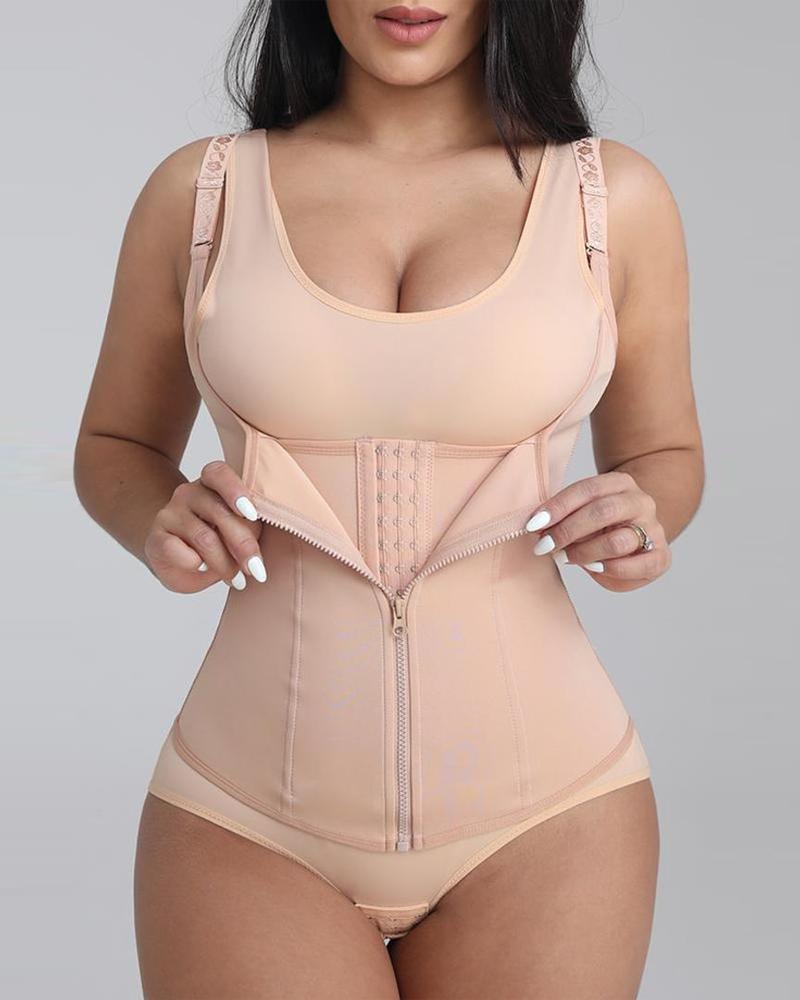 

Plus Size Body Shaper Tummy Control Waist Trainer Chest Support Abdomen Corset Shapewear, Apricot