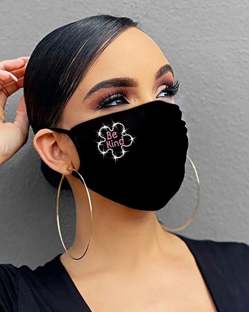 

Ribbon / Heart / Floral / Letter Cross Pattern Bling Rhinestone Face Mask, Style4