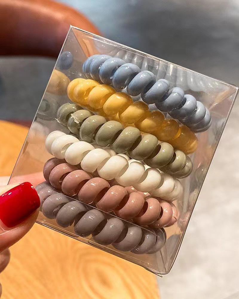 

6PCS Mixed Color Spiral Phone Cord Hair Tie, Style6
