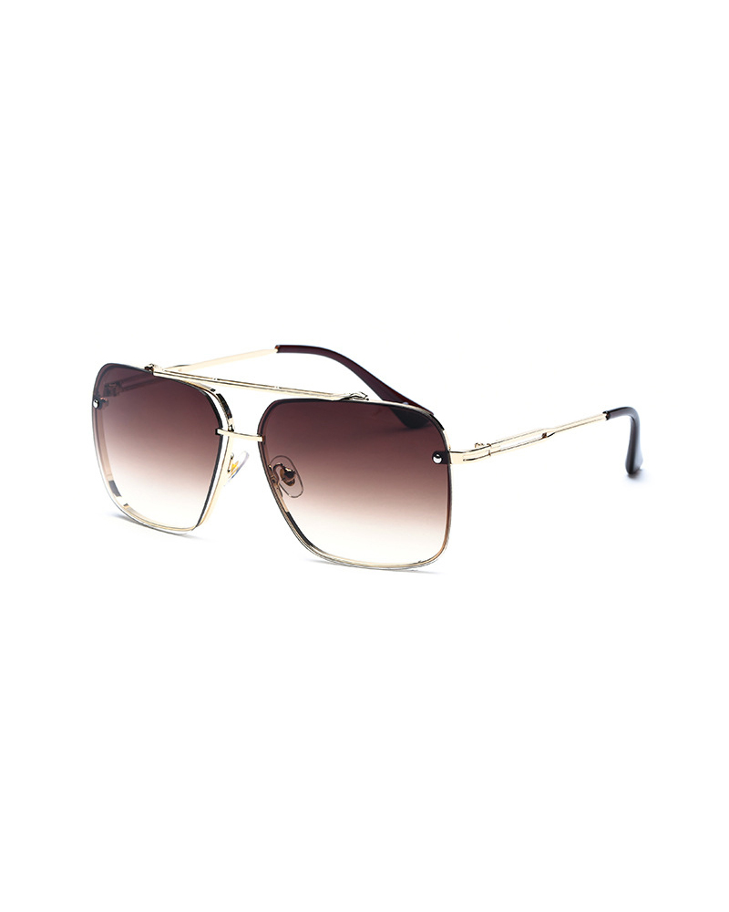 

Colorblock Square-frame Anti-uv Sunglasses, Coffee