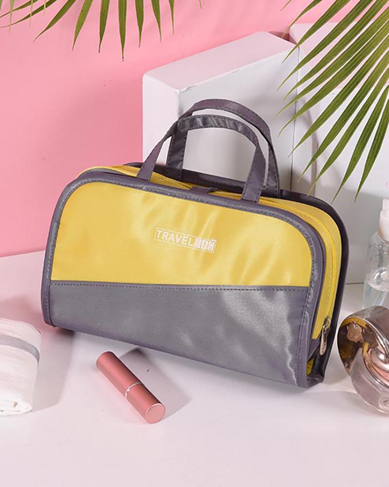 

Multi-Functional Clear Cosmetic Organizer Travel Makeup Bag With Hold Brushes, Yellow