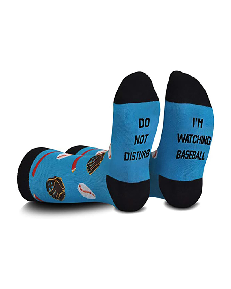 

Men Letter Graphic Print Colorblock Socks, Blue