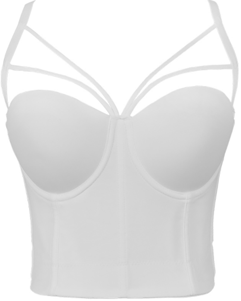 

Spaghetti Strap V-Neck Cutout Corset Top, White