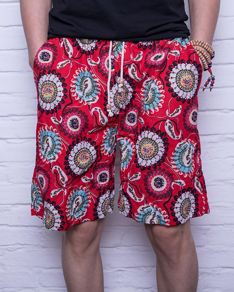 

Paisley Print Loose Drawstring Shorts, Style8