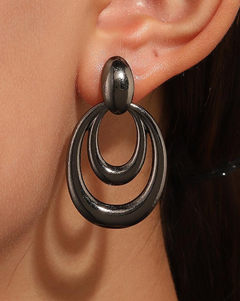 

1Pair Vintage Layered Hoop Earrings, Black