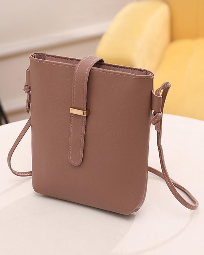 

Buckled Detail Crossbody Shoulder Bucket Bag, Coffee