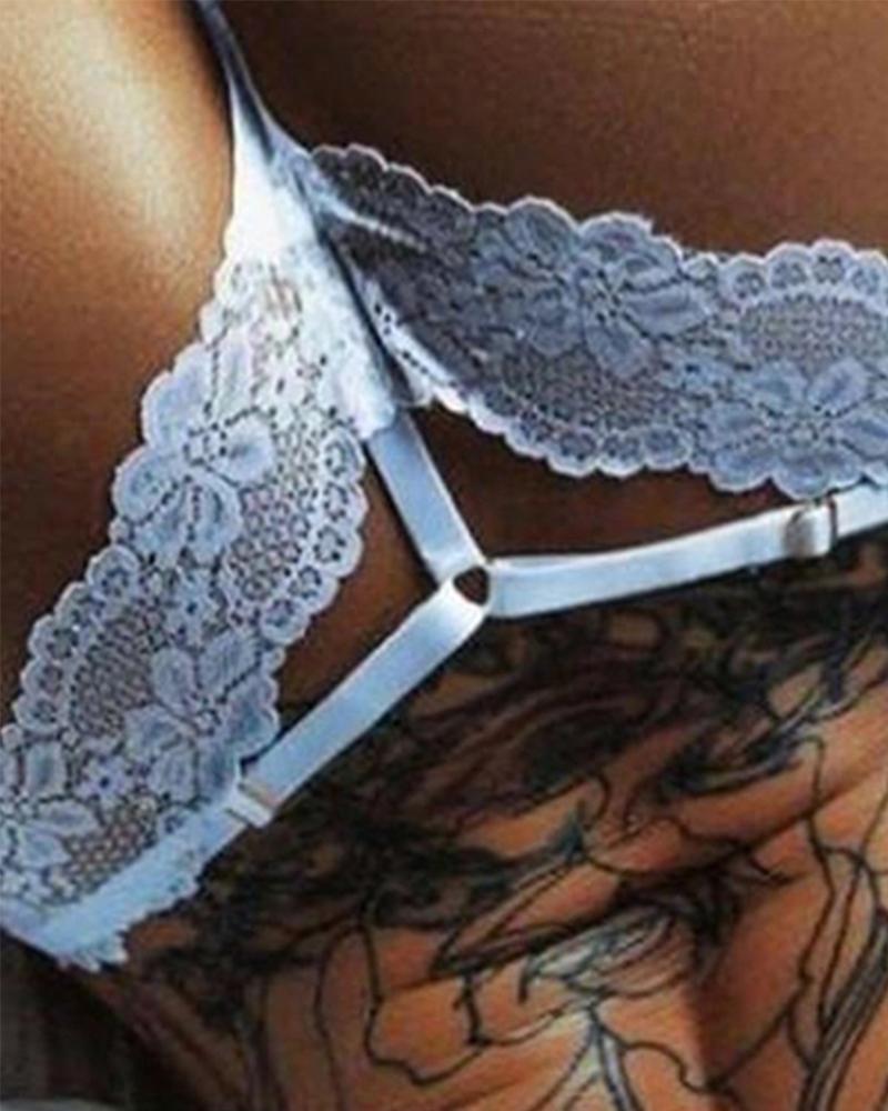

Sexy Solid Color Lace Cut-out Panties, White