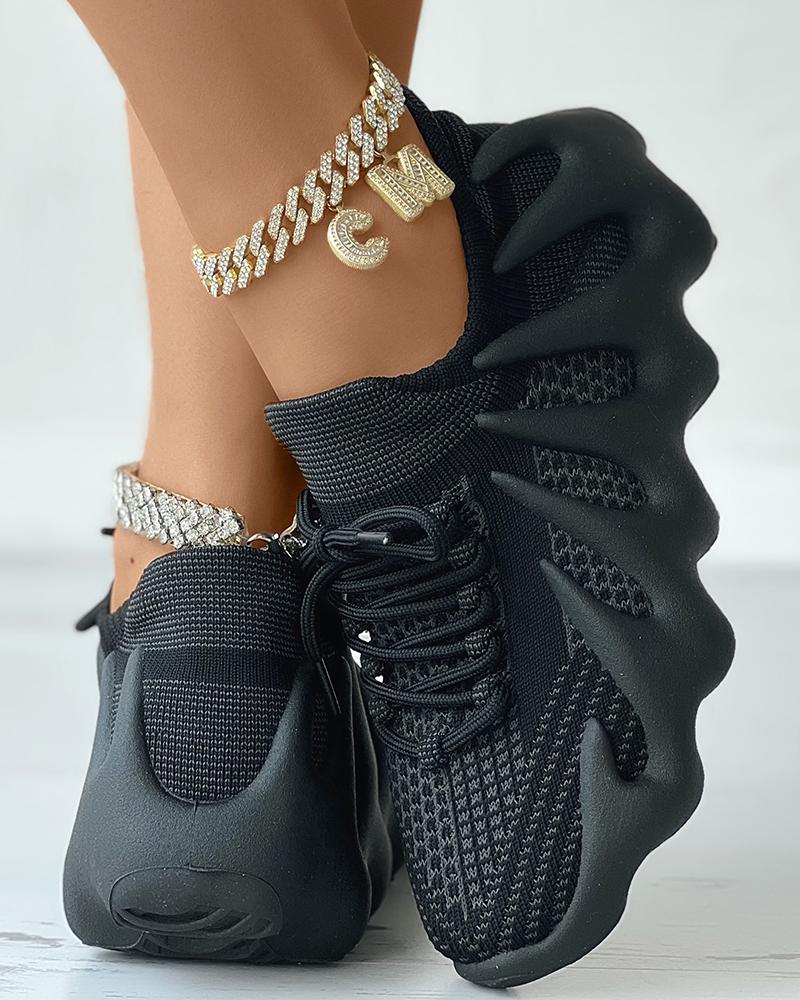 

Lace-up Knit Octopus Sneakers, Black