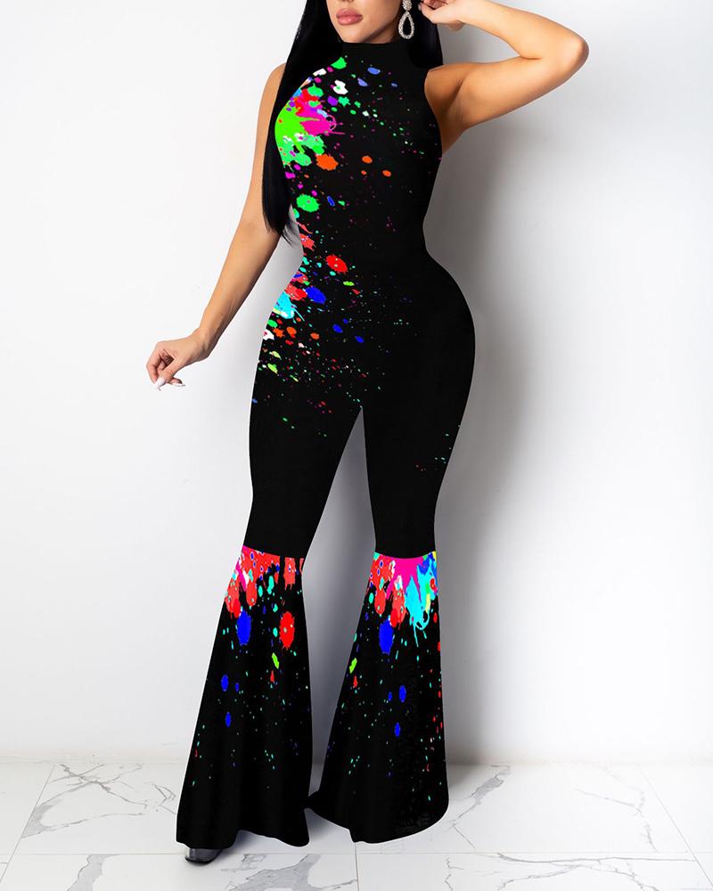 

Colorblock Sleeveless Bootcut Jumpsuit, Green