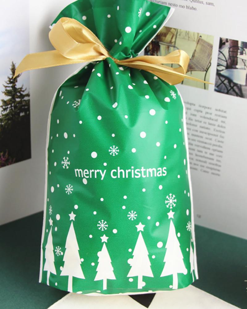

Set Christmas Pattern Packaging Bag, Green