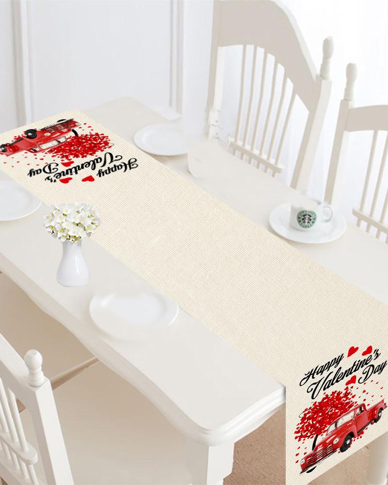 

Valentine's Day 30x182cm Table Runners Linen Tablecloth Table Setting Decor, Style3