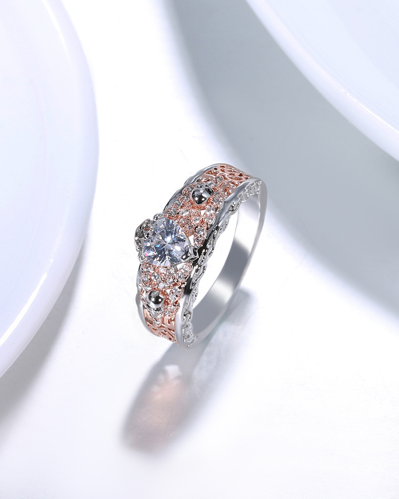 

1pc Halloween Zircon Skull Shaped Ring, Rose gold
