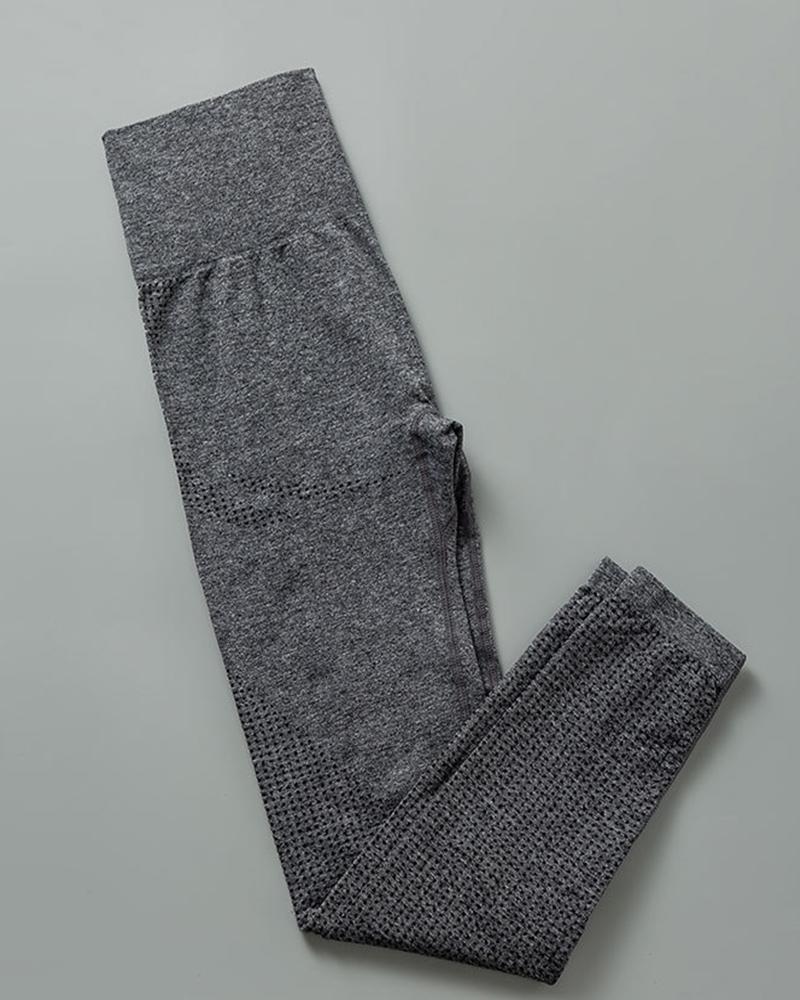 

Plain Sporty Skinny High Waist Active Pants, Dark grey