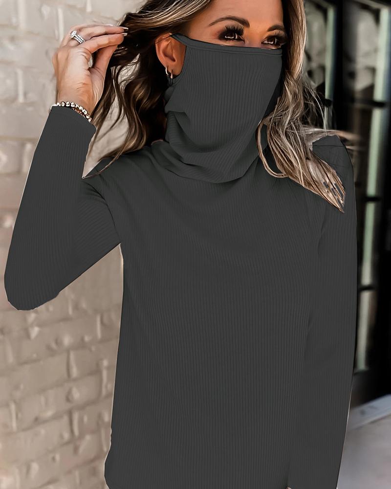 

Solid Color Dust Mask Top, Black